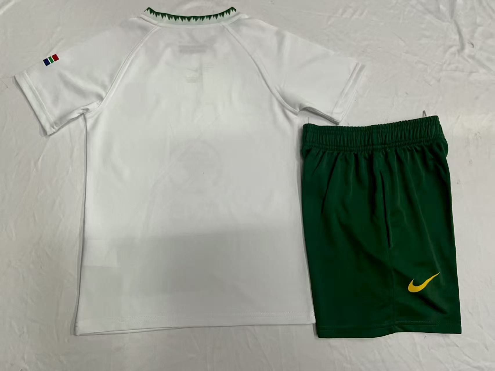 2026 Kids South Africa Away Springboks White with Green Trim Rugby Jersey