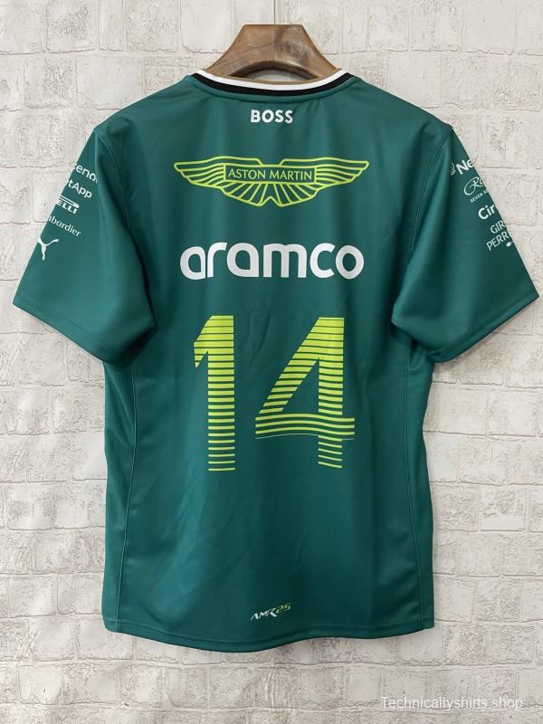 2025 F1 Aston Martin Aramco F1 Team Dark Green with Gold Trim Jersey #14  Aramco