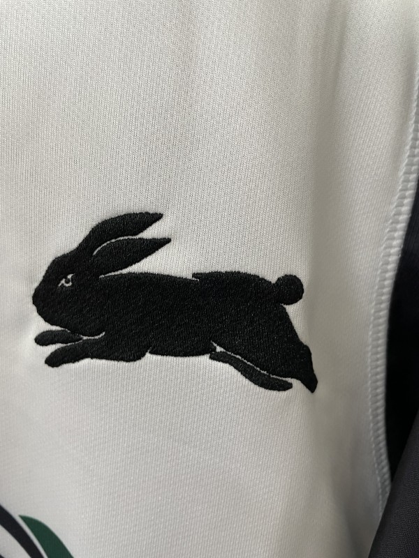 25/26 South Sydney Rabbitohs White with Green Red Stripes and Navy Mace Jersey