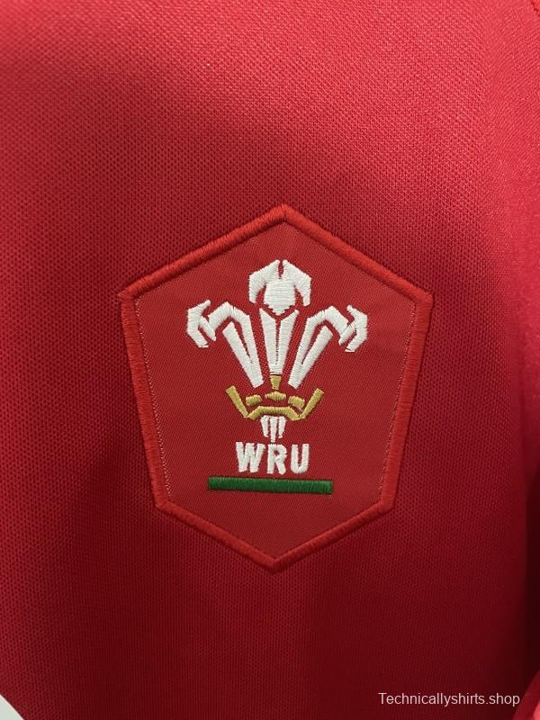 2025 Wales Red with Tonal Wave Pattern Home Jersey