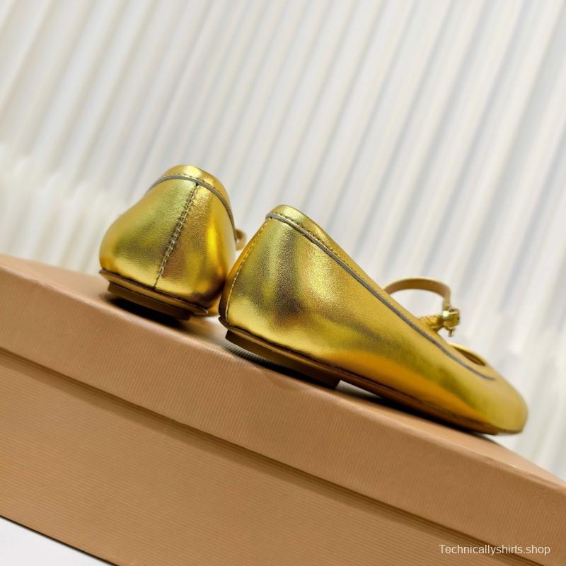 Gianvito Rossi Bohemian Style Flat Ballet Shoes with Simple Buckle Strap - LY00310