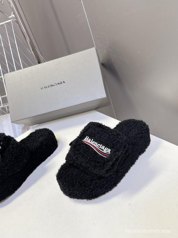 Balenciaga 2025/SS Couple Edition Coca-Cola Logo Furry Slippers - KFY00230