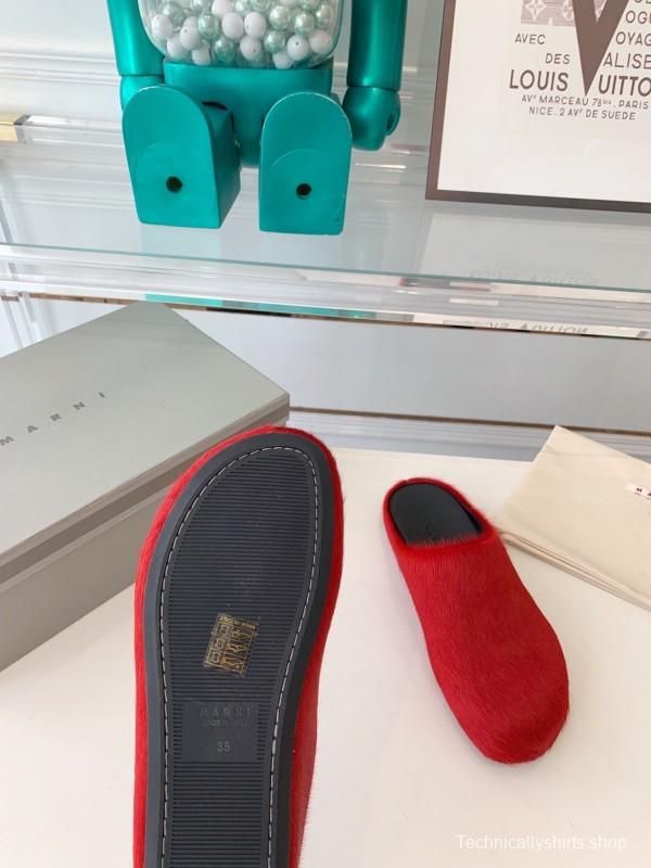 Marni 2025/ss Mule Shoes with Pony Hair Design - LY00