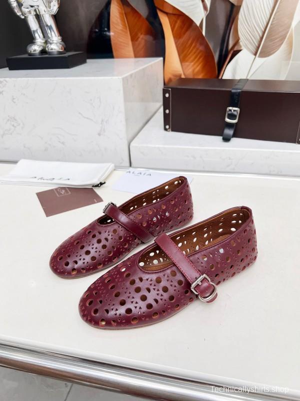 Alaia 2025/SS Perforated Ballet Flats - LY00320