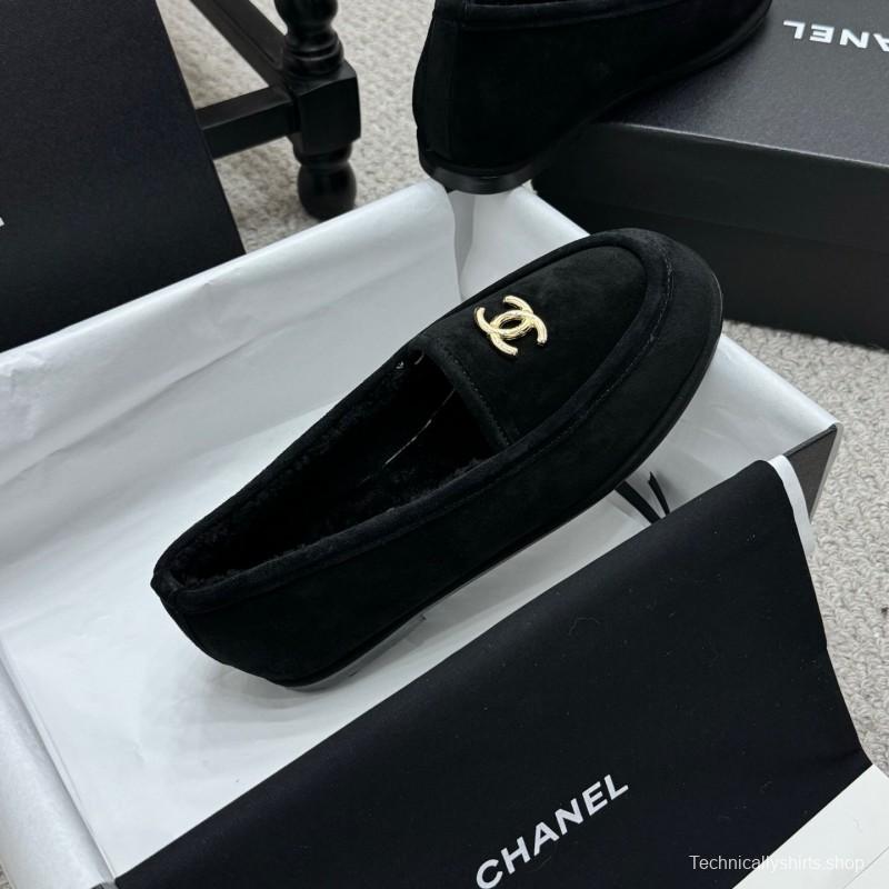 Chanel 2025/SS Teddy Fur Loafers with Double C Logo - KFY00300