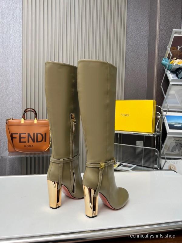 FENDI Delfina Round Toe Boots with FF Buckle - LY00520