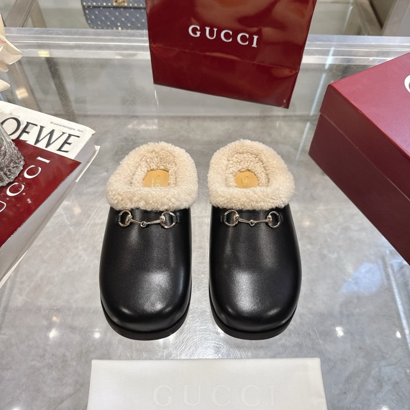 Gucci 2025 SS Autumn Winter New Suede Leather Horsebit Detail Women's Wool Loafers - LY00260