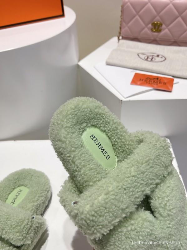 H Love Uncle Full Fur Slippers with Granular Fur Texture - LY00300