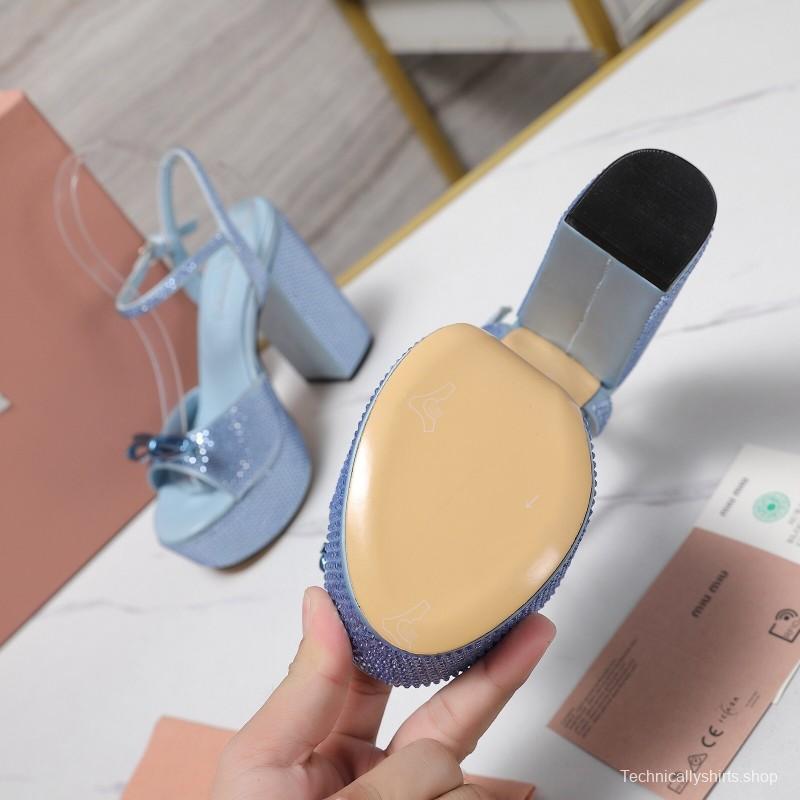 MIUMIU Bling Bling Swarovski Crystal Sandals with 11.5cm Heel - KFY00340