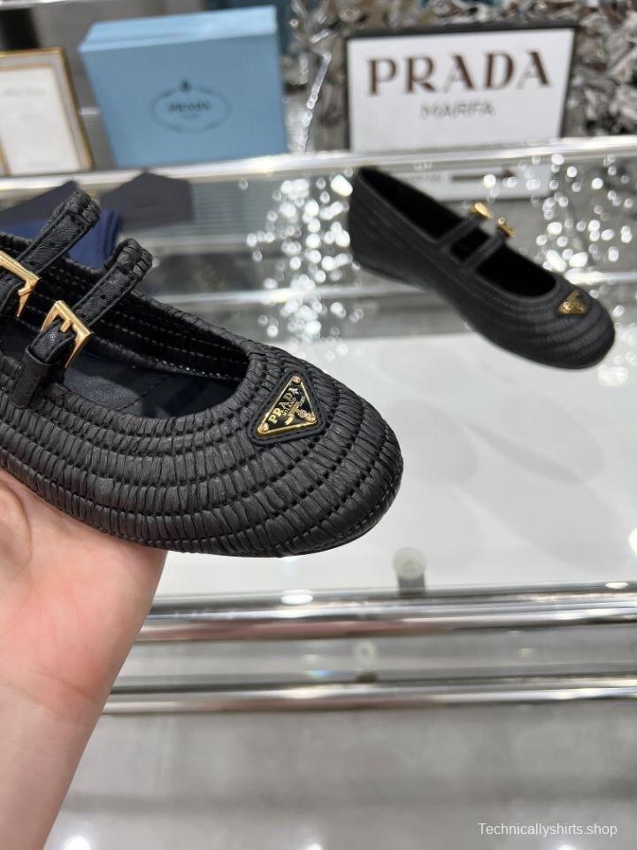 Prada Summer New Raffia Ballet Flats - KFY00340