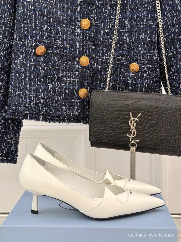 PRADA 2025/SS Catwalk Pointed Toe Kitten Heel Single Shoes - KFY00310