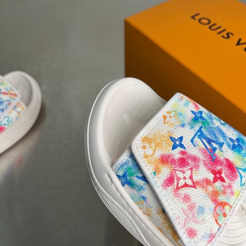 Louis Vuitton Miami Mule Slip-On Sandals with Velcro Strap - YC