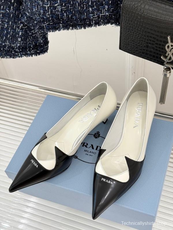 PRADA 2025/SS Catwalk Pointed Toe Kitten Heel Single Shoes - KFY00310