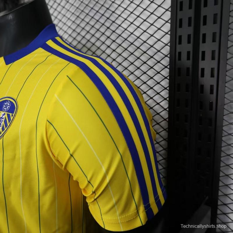 Player Version 25/26 Leeds United Retro Home Yellow with Vertical Stripe Pattern Jersey