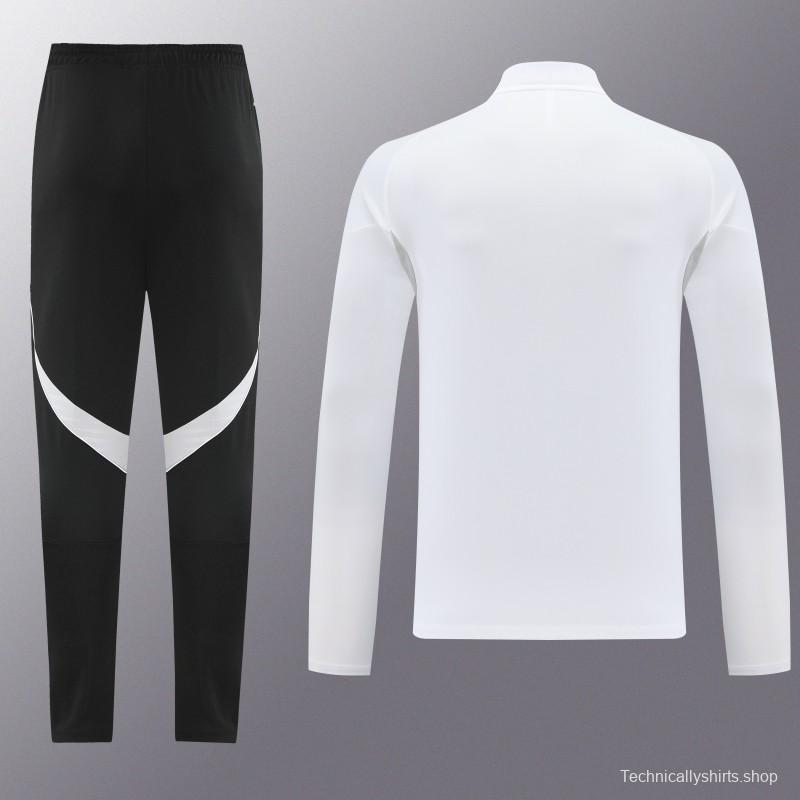 25/26  Adidas White Full zipper Jacket Tracksuit+ long pants