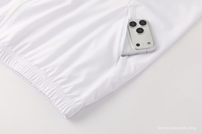 2026 Italy White Hoodie Full Zipper Windbreaker + Long Pants