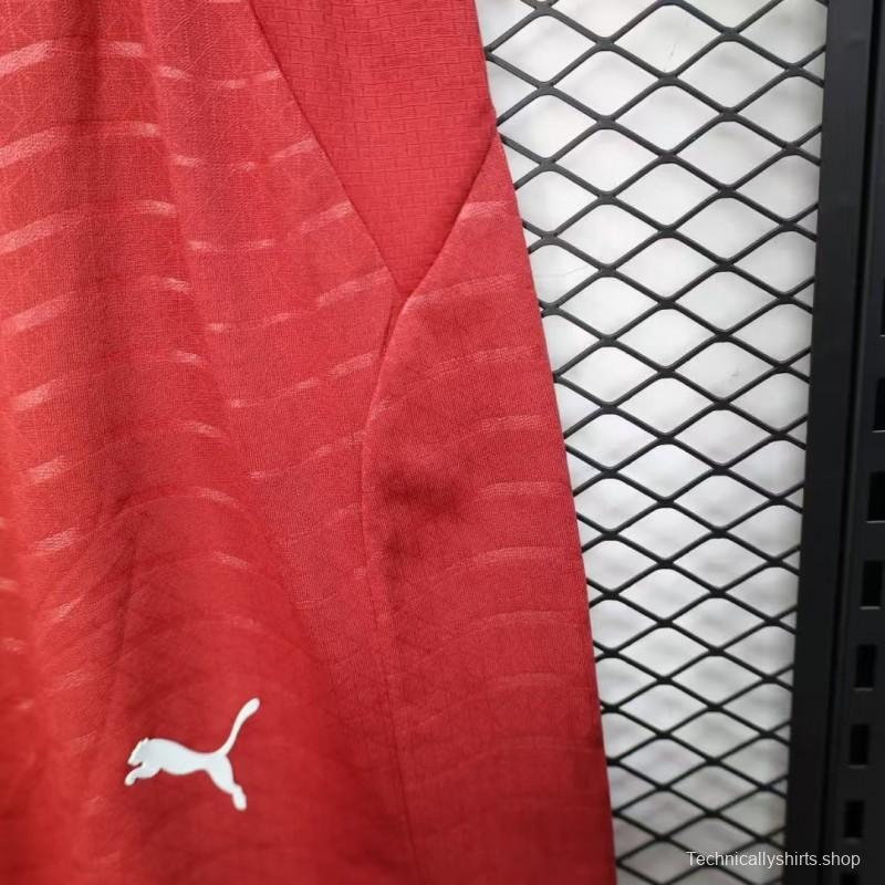 2026 Player Version Portugal Red with Wave Pattern Shorts