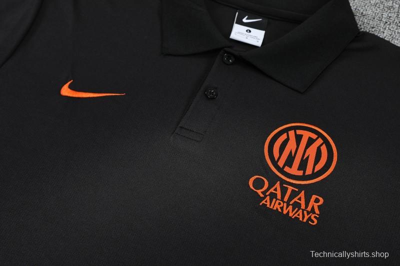 26/27 Inter Milan Black Polo Training Shirt + Long Pants Tracksuit