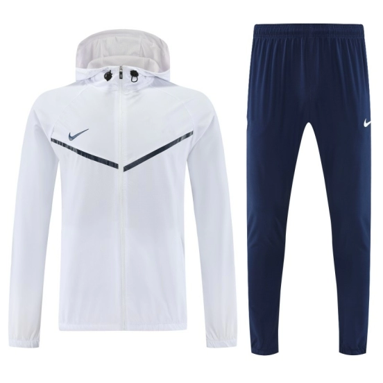 26/27 Nike White Full Zipper Hooded Jacket Tracksuit +Black Long Pants