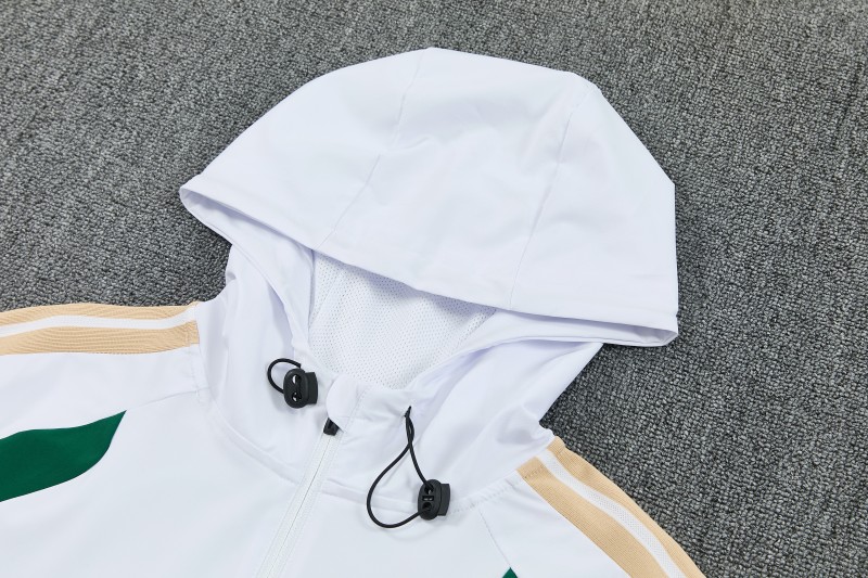 26/27 Italy White Full Zipper Hooded Jacket Tracksuit + Long Pants
