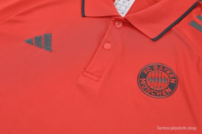 26/27  Bayern Munich Red Polo Training Shirt +Grey  Long Pants Tracksuit