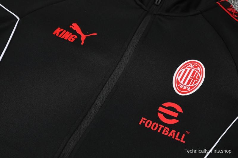 25/26 AC Milan Black Full Zipper Jacket Tracksuit + Long Pants