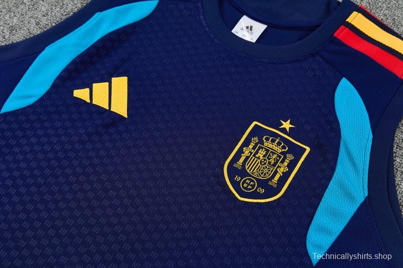 26/27  Spain Navy Blue Sleeveless Training Vest +Shorts Set