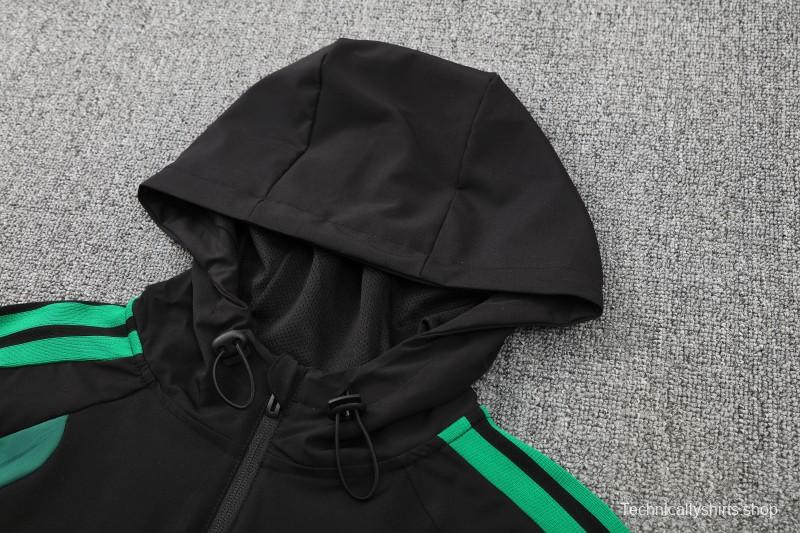 26/27  Mexico Black & Dark Green Full Zipper Hooded Jacket Tracksuit + Long Pants