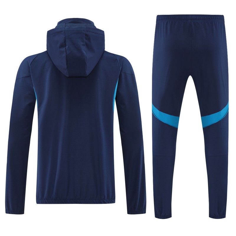 26/27 Adidas Navy Blue With White logo Full Zipper Hooded Jacket Tracksuit + Long Pants