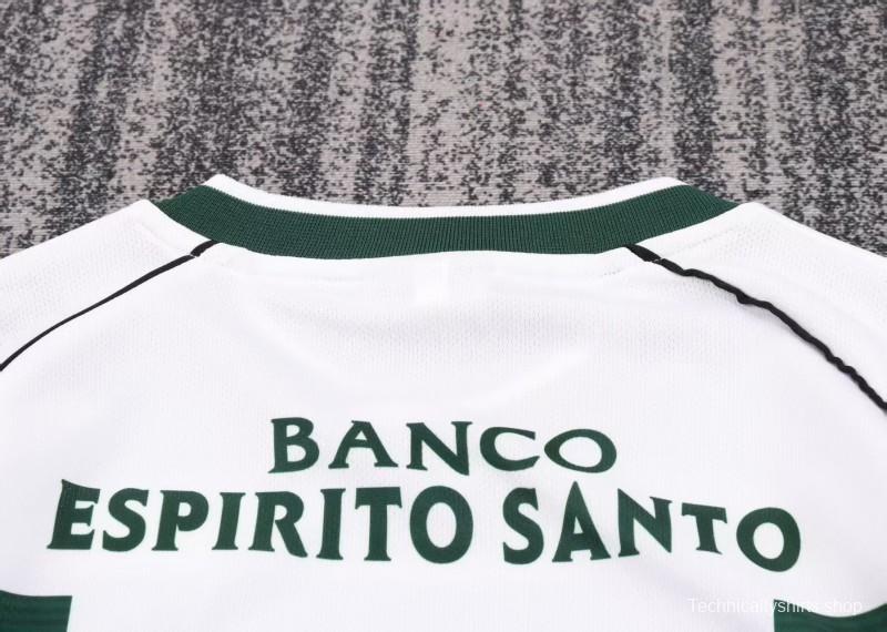 Retro Kids 01/03 Sporting CP White Green Home Long Sleeve Jersey