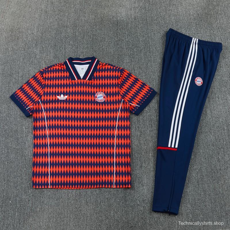 26/27 FC Bayern München Red & Navy Blue  Short Sleeve Tracksuit + Long Pants