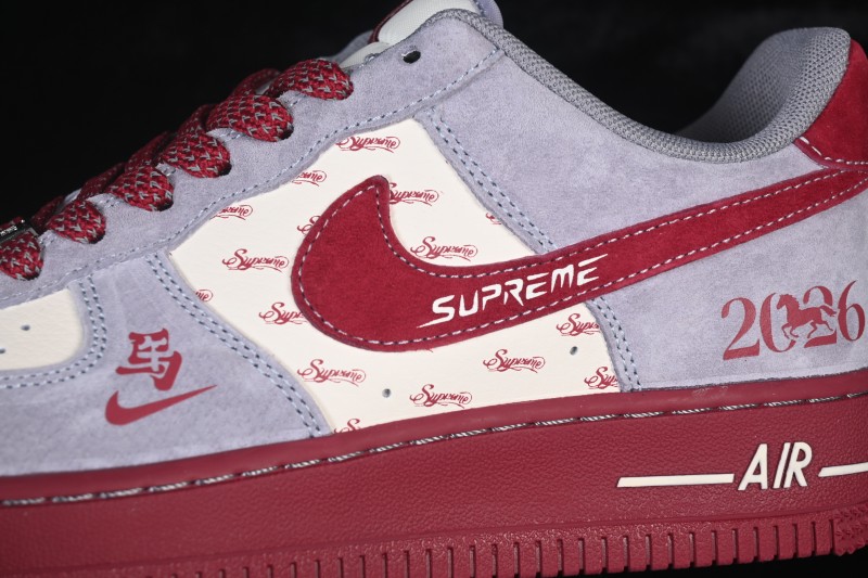 Nike Air Force 1 '07 Low Year of the Horse Limited Edition Grey Red Two-Tone Casual Sneakers - JP2026-136