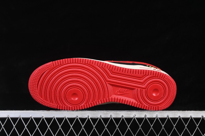 Nike Air Force 1 '07 Low Men's Basketball Shoes with Metallic Gold and Red Flame Design - NH0601-528