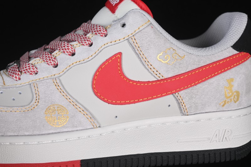 Nike Air Force 1 '07 Low Casual Sneakers with Red and Gold Chinese New Year Design - HT5088-629