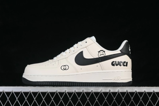Nike Air Force 1 '07 Low Classic Basketball Sneakers with Cream and Black Color Blocking - LD1999-018