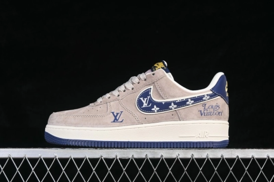 Nike Air Force 1 '07 Low LV Collaboration Grey Blue Pigskin Leather Casual Sneakers - KL1688-004