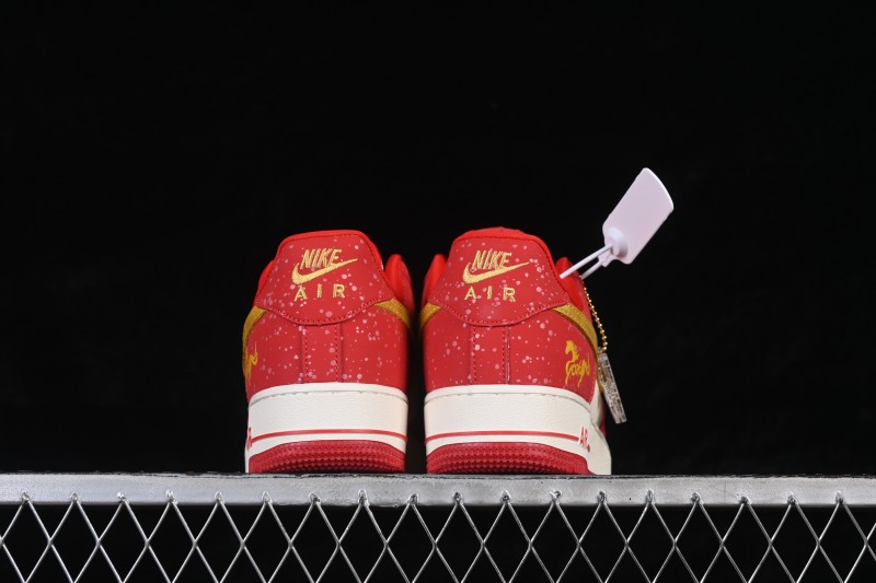 Nike Air Force 1 '07 Low Chinese New Year Limited Edition White Red Gold Splatter Low-Top Casual Skateboarding Shoes - DF0188-131