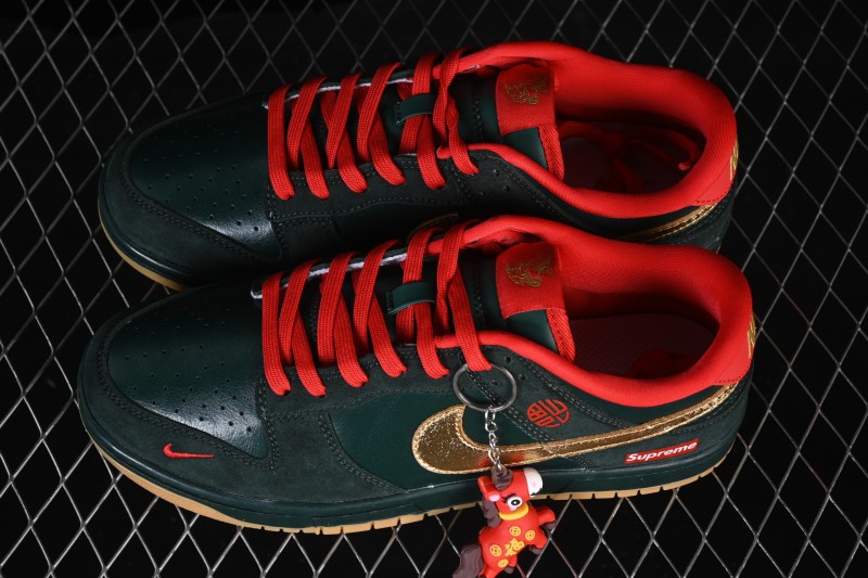 Nike SB Dunk Low Year of the Horse Special Edition Pine Green Gold Luxury Custom Low-Top Skateboarding Shoes - NH0601-484