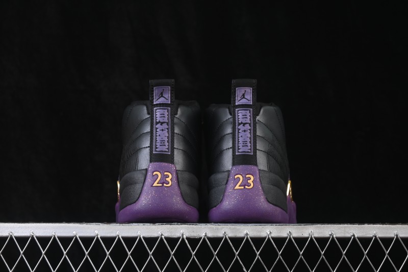 Nike Air Jordan 12 Retro Black Purple Gold Basketball Shoes - IW1218-098