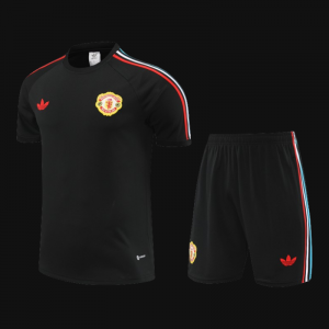 23/24 Manchester United Black Cotton Short Sleeve Jersey+Shorts