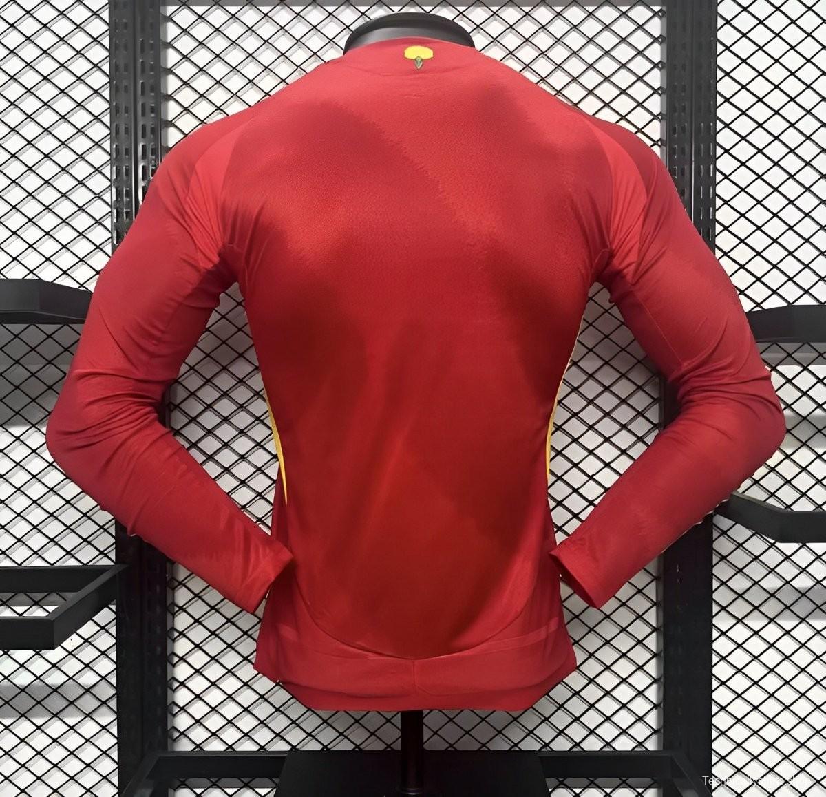 Player Version 2024 Spain Home Long Sleeve Jersey