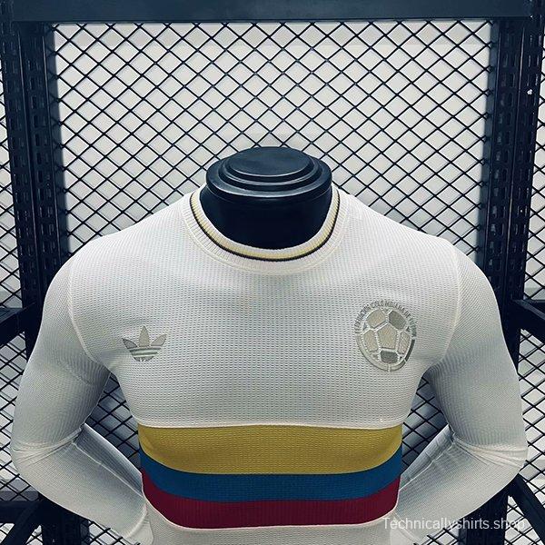 Player Version 2024 Colombia White 100Th Anniversary Long Sleeve Jersey