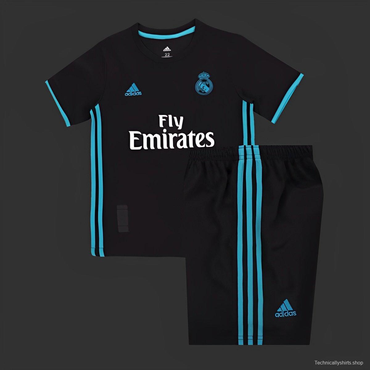 Retro Kids 17/18 Real Madrid Away Black Jersey