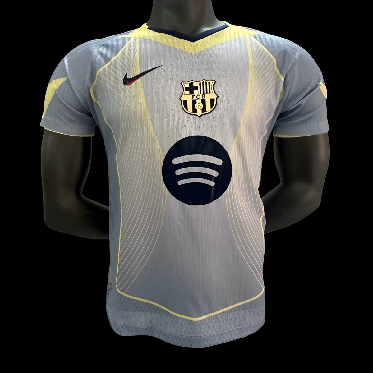 Player Version 25/26 FC Barcelona Grey with Yellow Accent Lines Jersey