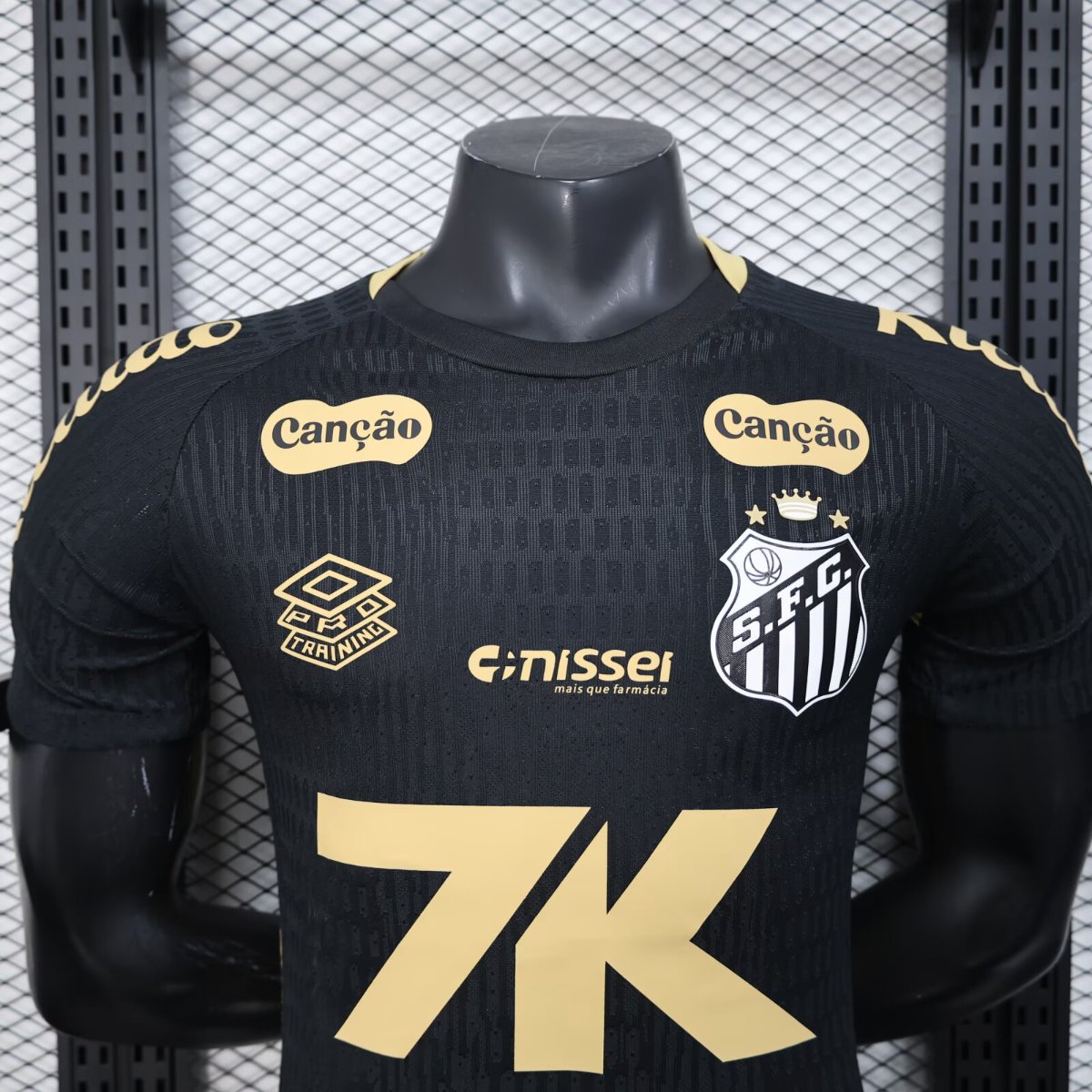 Player Version 25/26 Santos FC Black with Textured Pattern Jersey With Full Sponsors