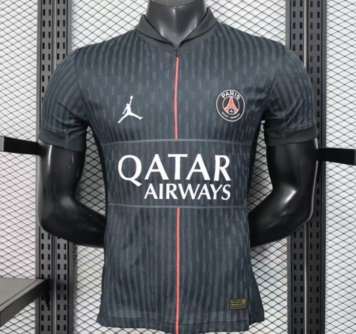 25/26 Player Version  Paris Saint-Germain Away Dark Grey with Vertical Stripe Pattern Jersey