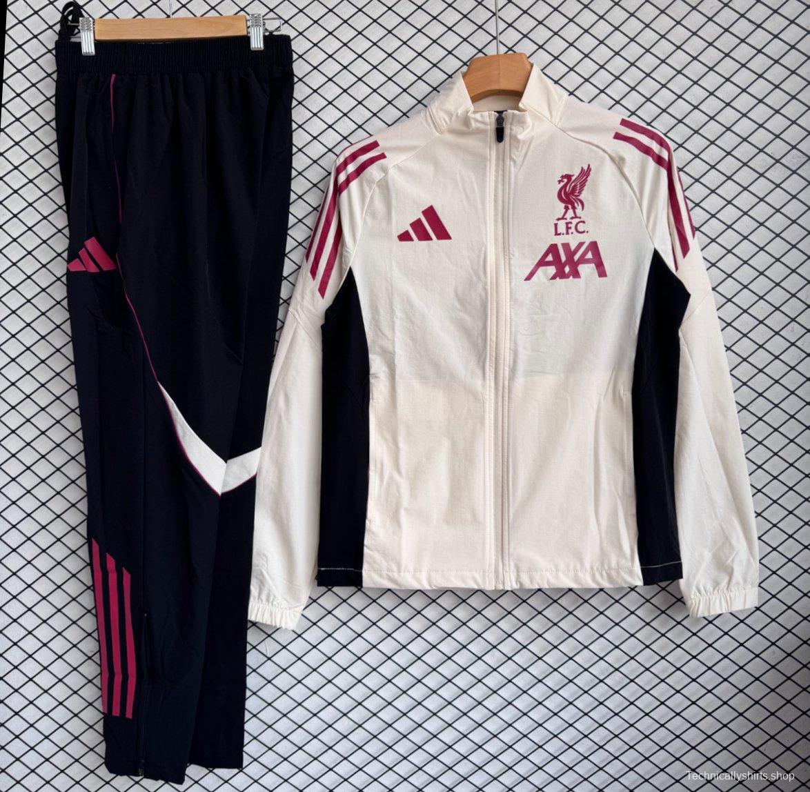 25/26 Liverpool Cream/Red Full Zipper Windbreaker + Long Pants