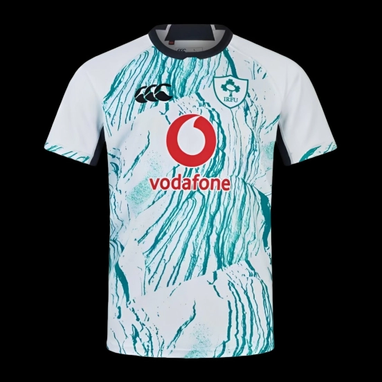 2025 Ireland White with Teal Water Pattern Third Jersey
