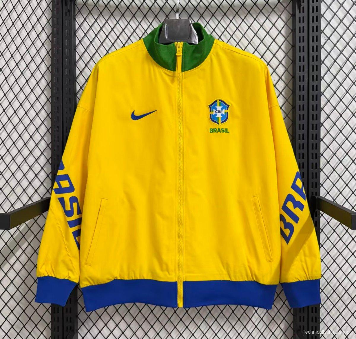 26/26 Brazil Yellow Full Zipper Windbreaker