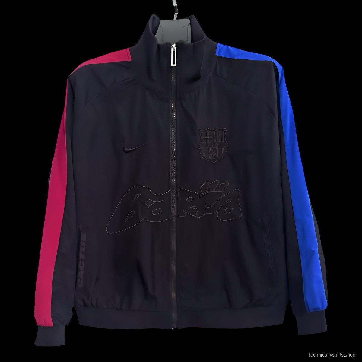 25/26 Barcelona Black/Red/Blue Full Zipper Windbreaker